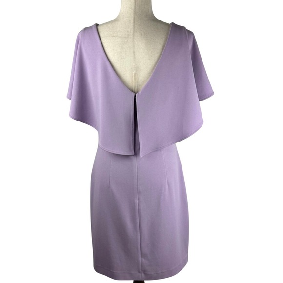 Belle Badgley Mischka Flutter Sleeve Twist Front V Neck Sheath Dress Size 10 - Picture 3 of 14